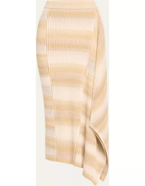Caelan Asymmetric Stripe Knit Midi Skirt