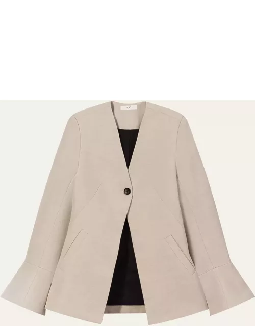 Flare-Cuff Single-Breasted Jacket