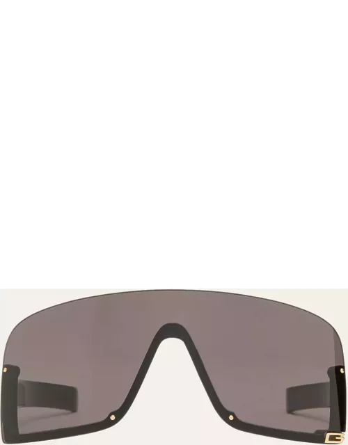 Rimless Metal & Plastic Shield Sunglasse