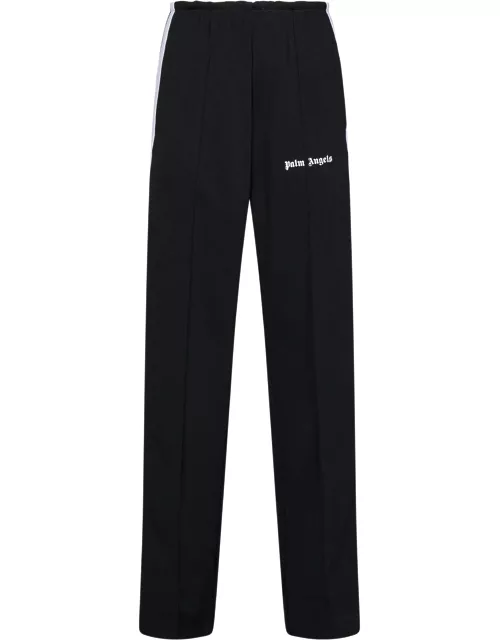 Palm Angels Black Technical Fabric Track Trousers With Logo