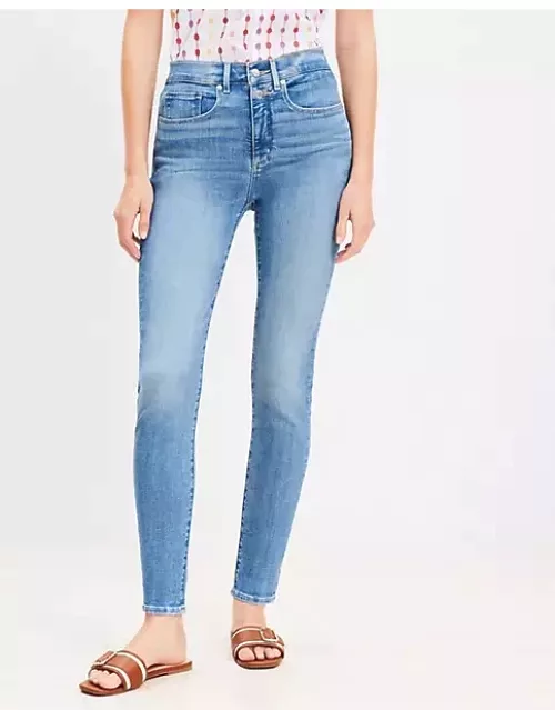 Loft Double Shank High Rise Skinny Jeans in Luxe Medium Wash