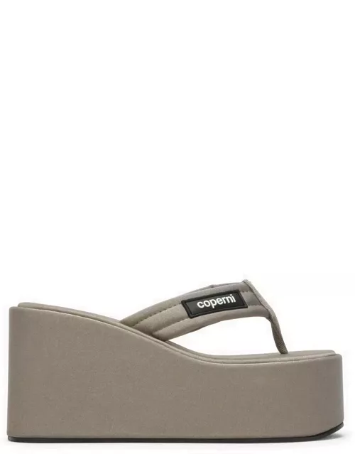 Grey wedge sandal with logo