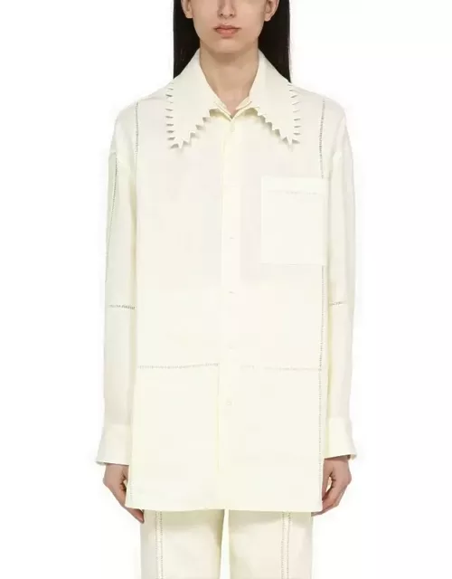 Pastry-coloured linen shirt with notched collar