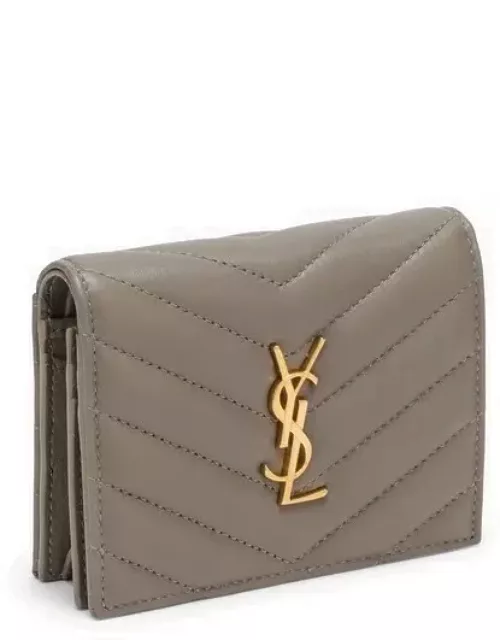 Cassandre grey leather flap card case