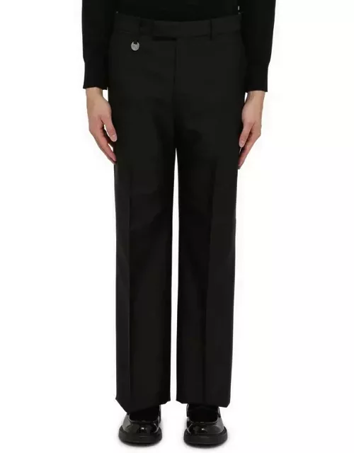 Black regular trousers in wool and silk blend