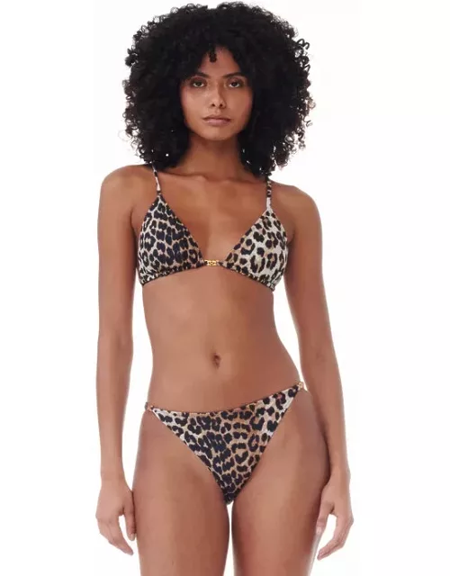 GANNI Recycled Leopard Printed String Bikini Top