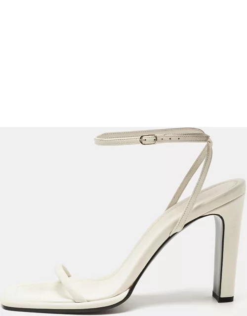 The Row White Leather Ankle Strap Sandal