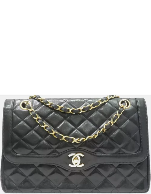 Chanel Black Leather Small Paris Double Flap Bag