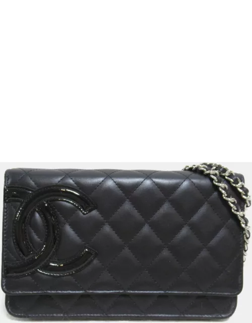 Chanel Black Quilted Leather Cambon Wallet on Chain