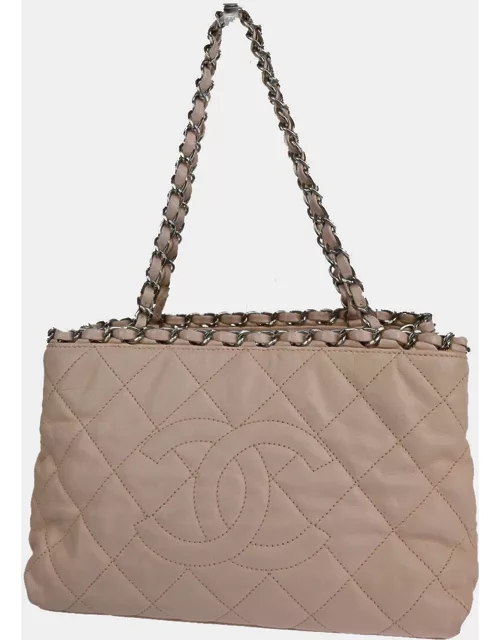 Chanel Pink Leather CC Tote Bag