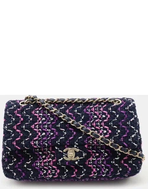 Chanel Quilted Multicolor Tweed Medium Classic Double Flap Bag