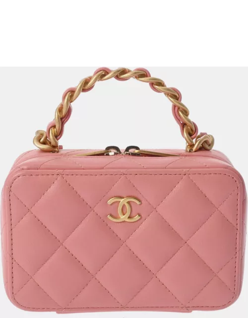 Chanel Pink Quilted Lambskin Top Handle Camera Case Bag