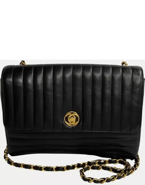 Chanel Black Vertical Quilted Lambskin Flap Bag