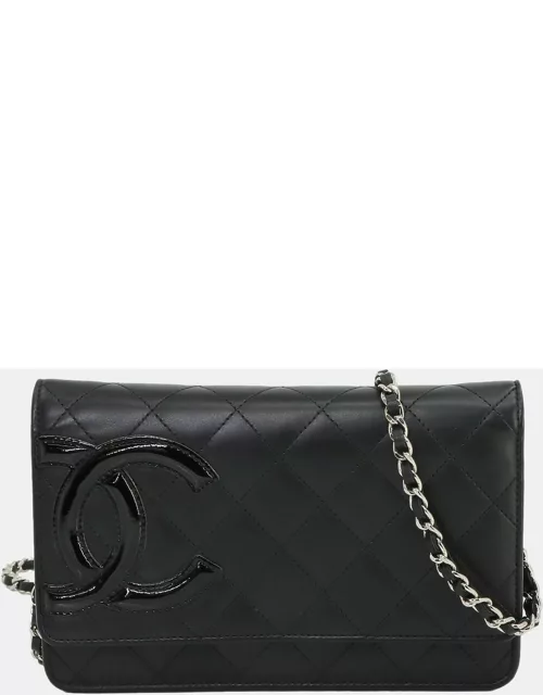 Chanel Black Quilted Leather Cambon Wallet on Chain