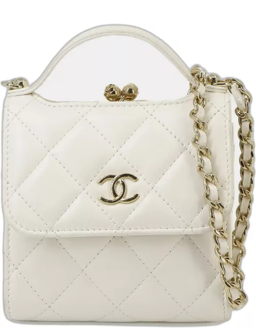 Chanel White Lambskin Quilted Mini Trendy CC Chain Wallet