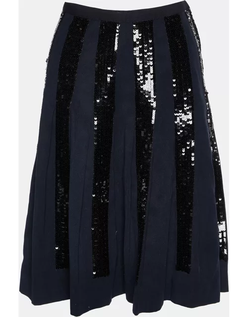 Dolce & Gabbana Navy Blue Cotton Sequined Skirt