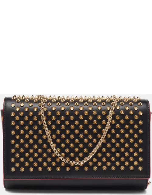 Christian Louboutin Black Leather Paloma Spiked Chain Clutch