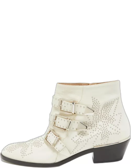 Chloe Off White Studded Leather Susanna Boot