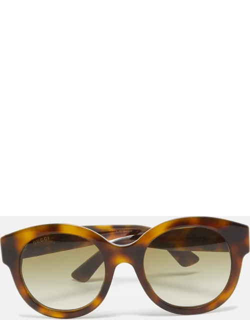 Gucci Brown Tortoise Gradient GG0207S GG Star Embellished Round Sunglasse