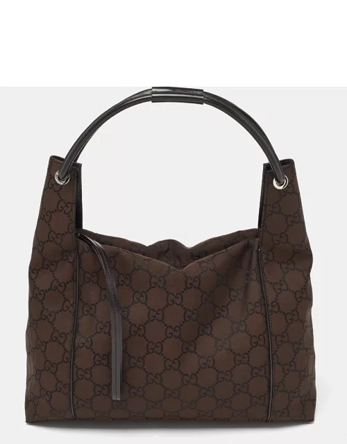 Gucci Brown GG Canvas and Leather Tote