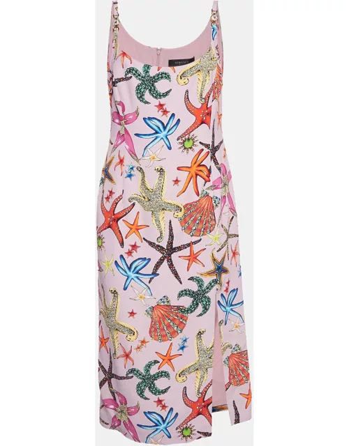 Versace Pink Star Print Crepe Midi Dress