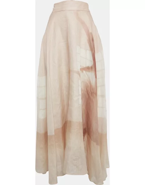 Zimmermann Pink Printed Linen-Blend Maxi Skirt