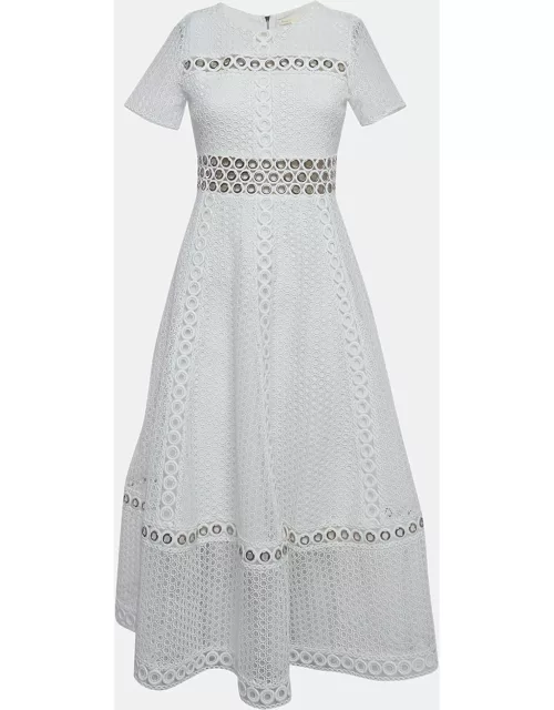 Maje White Lace Midi Dress