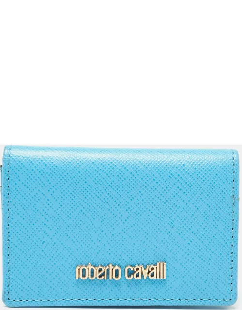 Roberto Cavalli Turquoise Leather Card Case