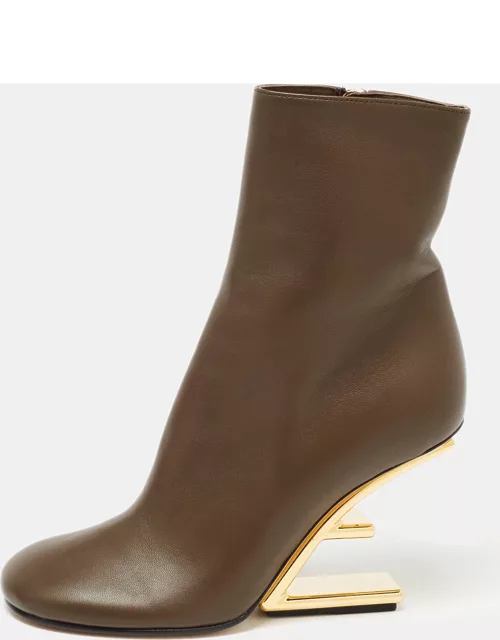 Fendi Brown Leather Fendi First Ankle Boot