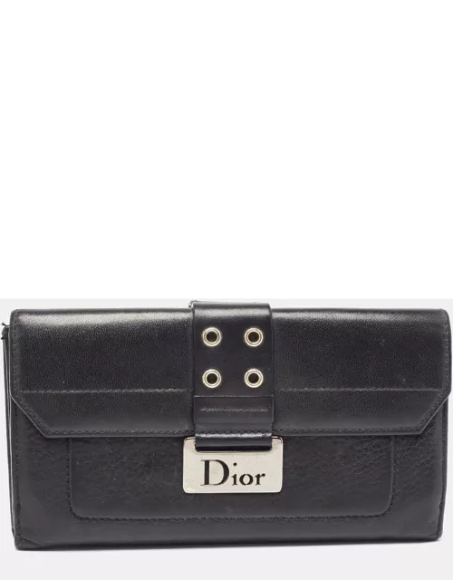 Dior Black Leather Street Chic Continental Wallet