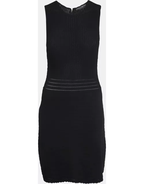 Dolce & Gabbana Black Knit Flared Sleeveless Mini Dress