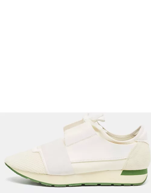 Balenciaga Cream/White Mesh and Leather Race Runner Sneaker