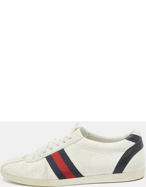 Gucci White Guccissima Leather Web Low Top Sneaker