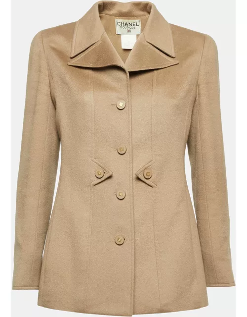 Chanel Vintage Brown Wool Paneled Mid-Length Coat