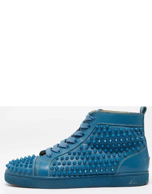 Christian Louboutin Blue Leather Louis Spikes Sneaker
