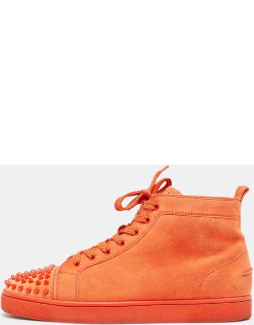 Christian Louboutin Orange Suede Lou Spikes Sneaker