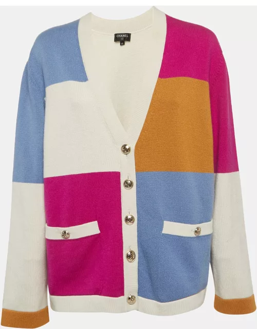 Chanel Multicolor Cashmere Colorblock Cardigan