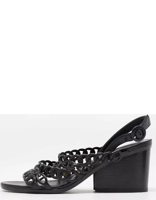Hermes Black Leather Romanza Sandal