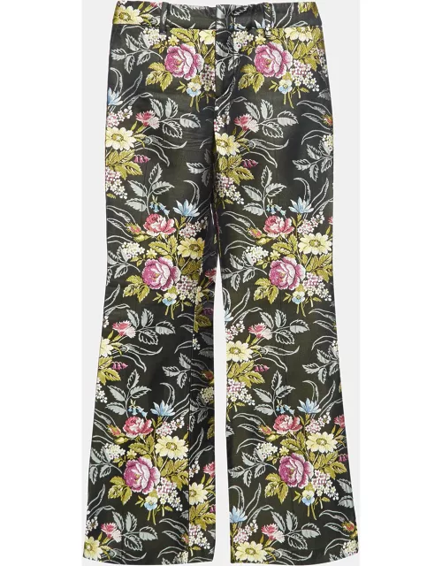 Gucci Black Floral Brocade Flared Trousers