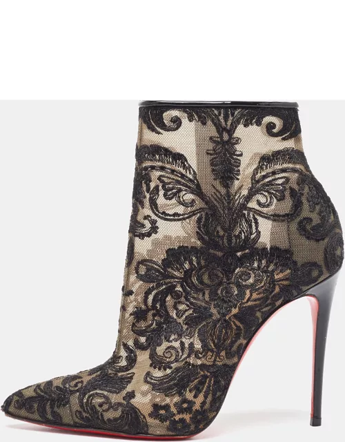Christian Louboutin Black Lace Gipsy Ankle Bootie