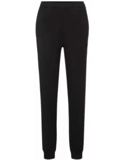 Stretch-cotton tracksuit bottoms with embroidered logo- Black Women's Clothing
