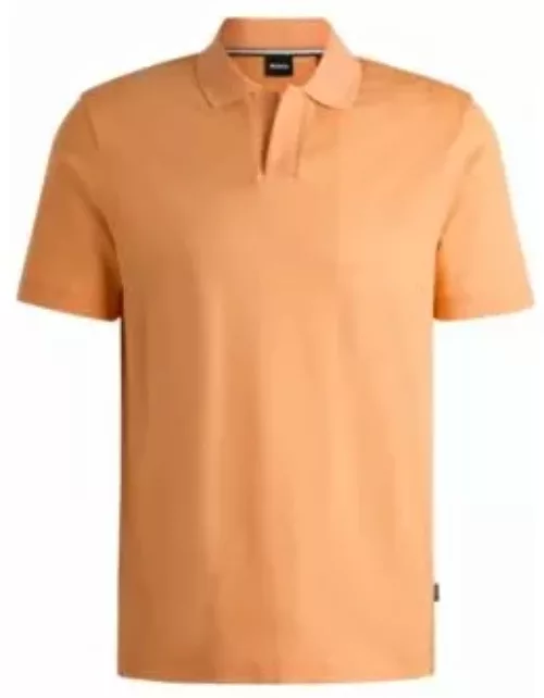 Johnny-collar polo shirt in mixed-structure cotton- Orange Men's Polo Shirt