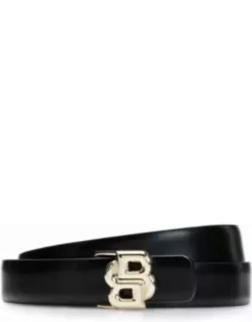 Reversible belt in Italian leather with double-monogram buckle- Black Women's Business Belt