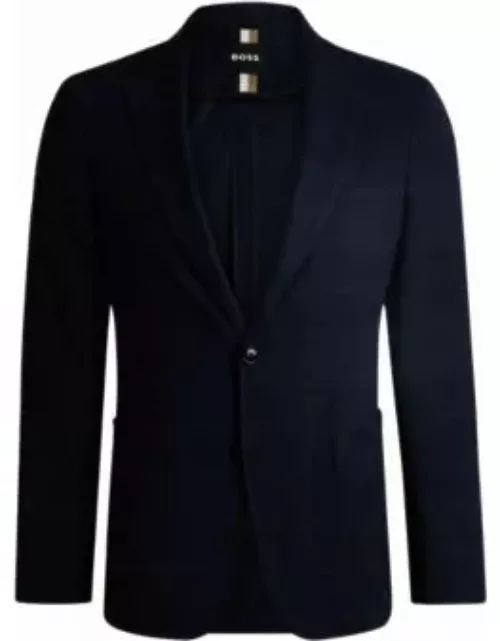 Slim-fit jacket in checked stretch cloth- Dark Blue Men's Sport Coat
