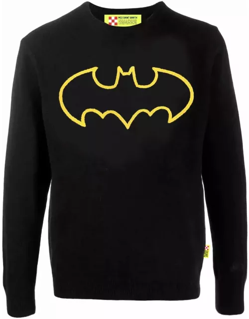 MC2 Saint Barth Man Black Sweater Batman Logo Warner Bros. Special Edition