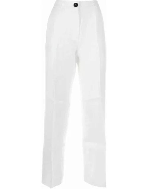 Marella White High-waisted Trouser