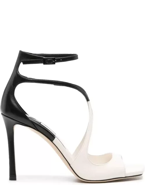 Jimmy Choo Azia Sandals In Black And White Milk Patchwork Nappa Leather