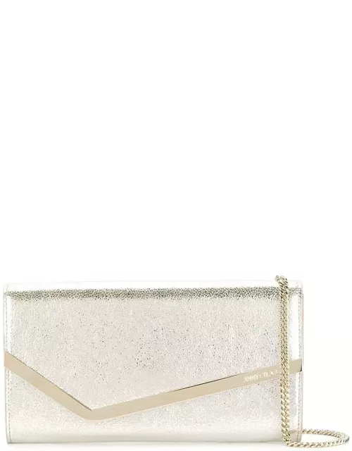 Jimmy Choo Emmie Clutch Bag In Champagne Leather With Glitter
