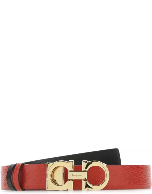 Ferragamo Red Leather Reversible Belt