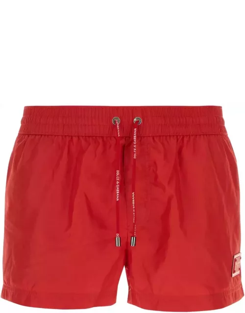 Dolce & Gabbana Red Polyester Swimming Short